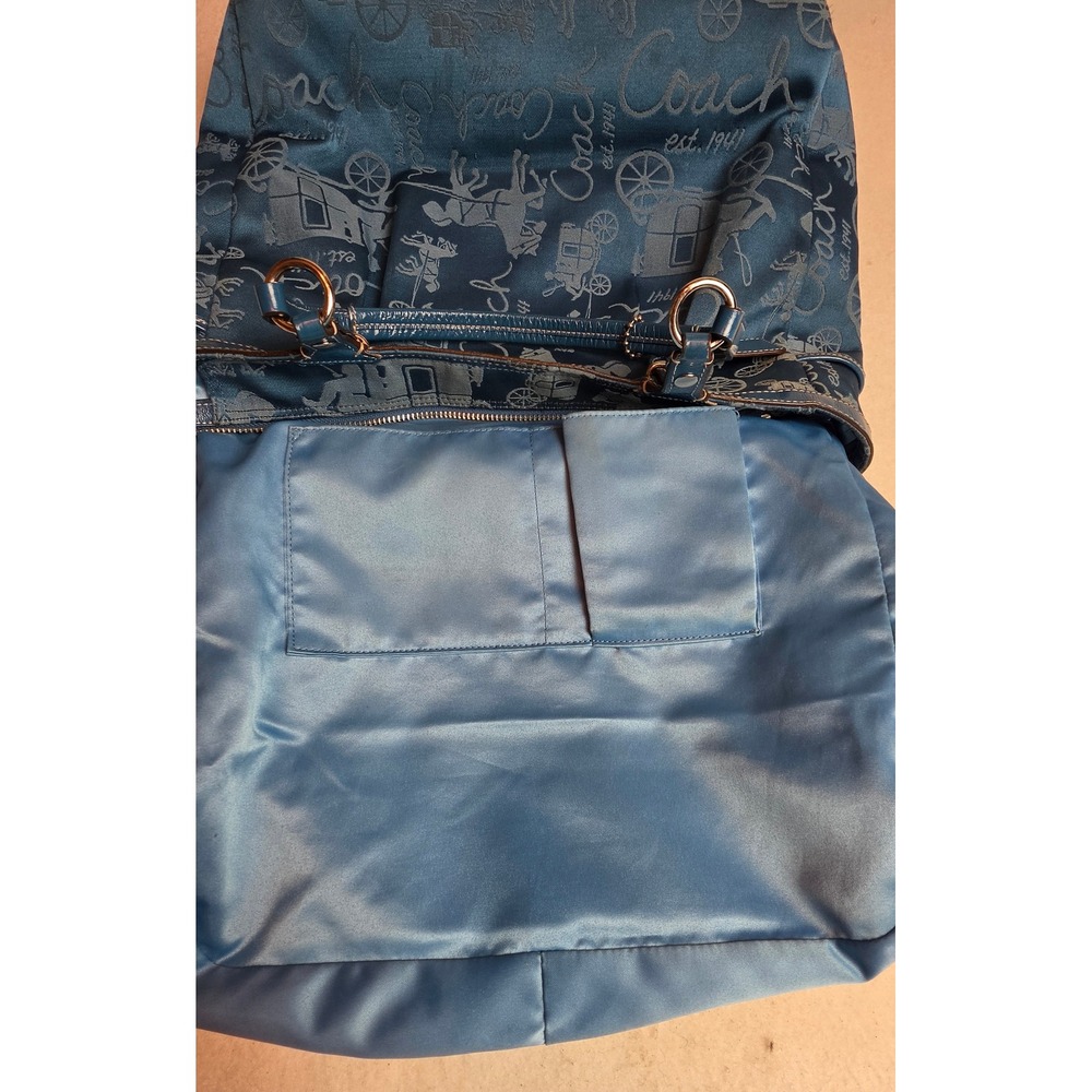 Coach Horse and Carriage Print Tote Bag Blue Jacquard Y2K Vintage F15157 - Picture 14 of 16